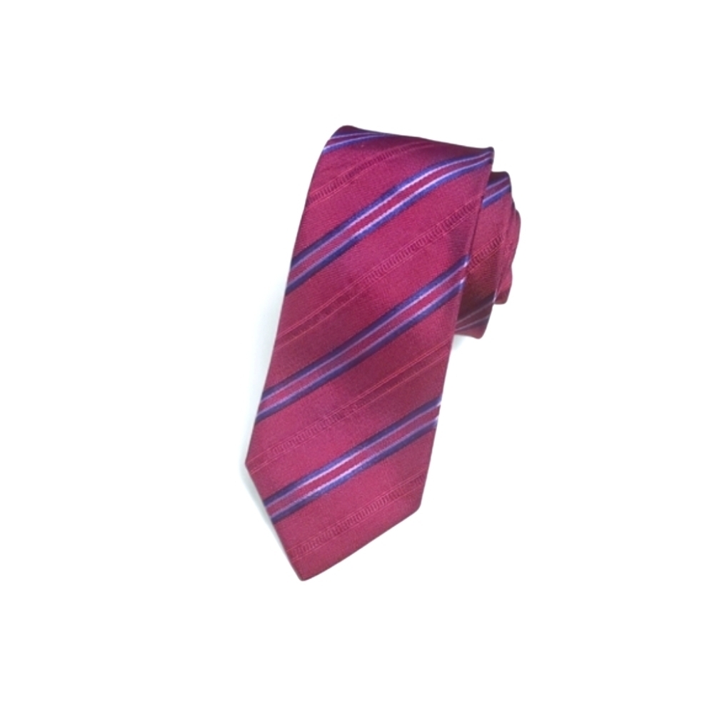 Hugo Boss 100% Silk Burgundy and Blue Striped Tie